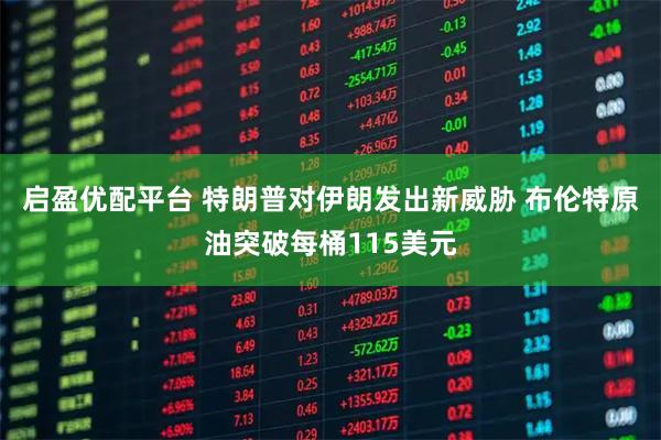 启盈优配平台 特朗普对伊朗发出新威胁 布伦特原油突破每桶115美元